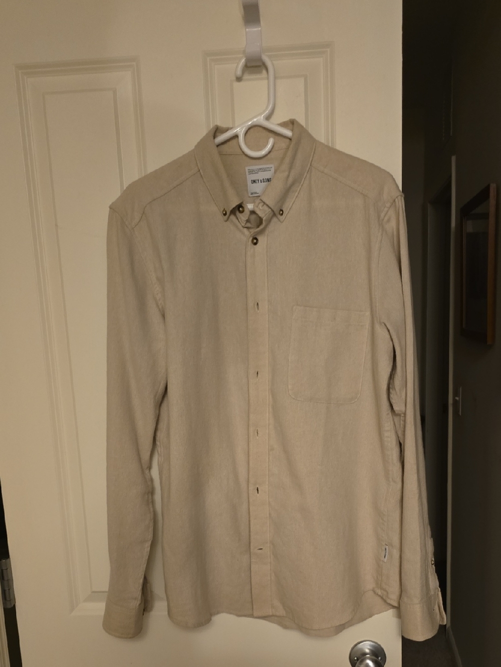 DKNY Men’s Beige Button-Down Casual Shirt